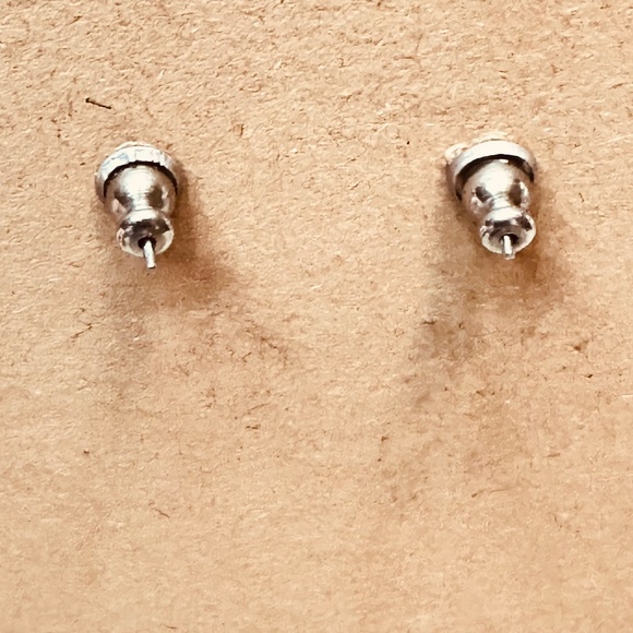 Gold Tone Cream Enamel Earrings Possibly Monet Clip On Converted to Post Vintage - Picture 3 of 6